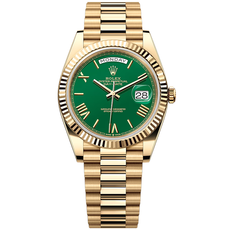 Rolex Day-Date ref. 228238 green dial yellow gold case yellow gold bracelet 40mm