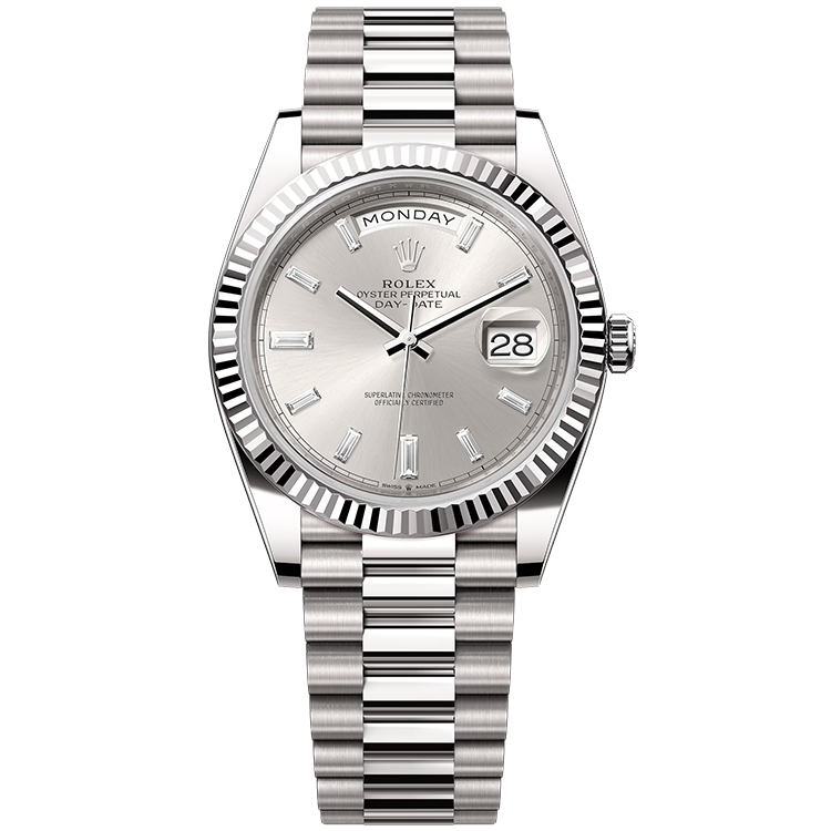 Rolex Day-Date ref. 228239 silver dial white gold case white gold bracelet 40mm