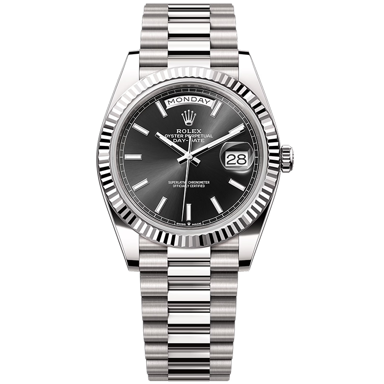 Rolex Day-Date ref. 228239 black dial white gold case white gold bracelet 40mm