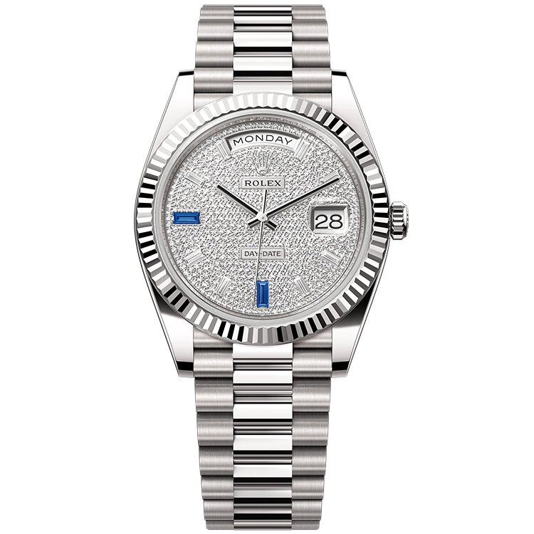 Rolex Day-Date ref. 228239 diamond pave dial white gold case white gold bracelet 40mm