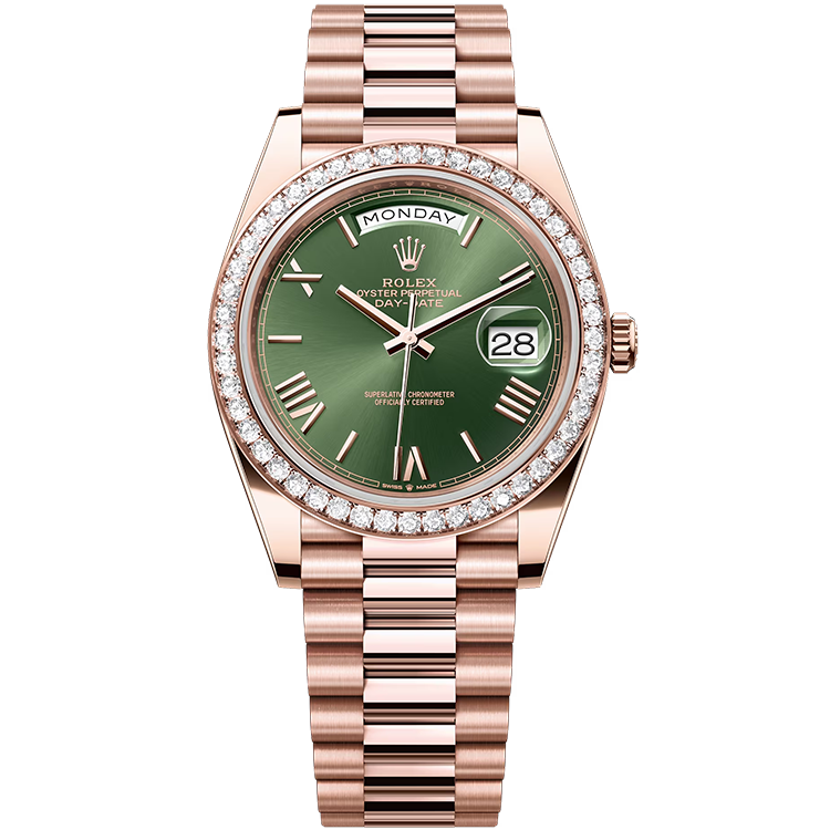 Rolex Day-Date ref. 228345RBR green dial rose gold case rose gold bracelet 40mm