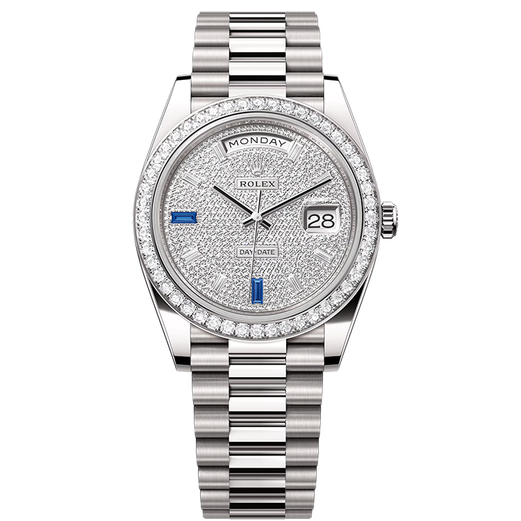 Rolex Day-Date ref. 228349RBR diamond pave dial white gold case white gold bracelet 40mm