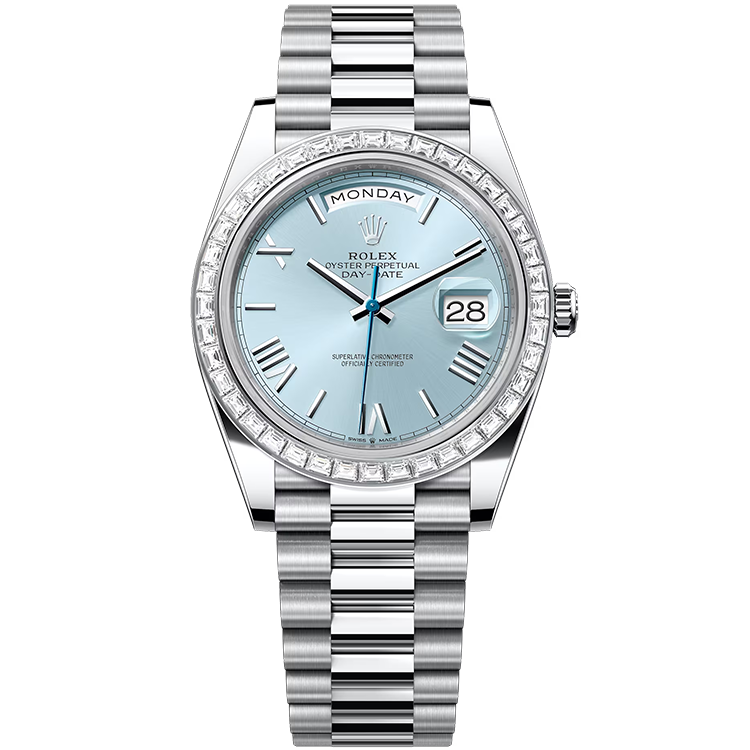 Rolex Day-Date ref. 228396TBR blue dial platinum case platinum bracelet 40mm