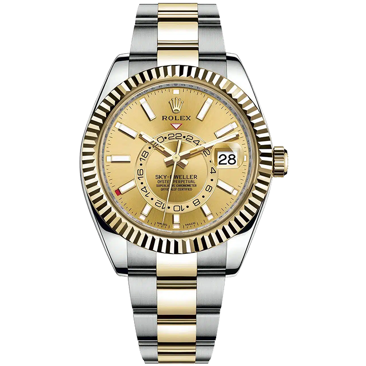 Rolex Sky-Dweller ref. 326933 champagne dial yellow gold case two-tone bracelet 42mm