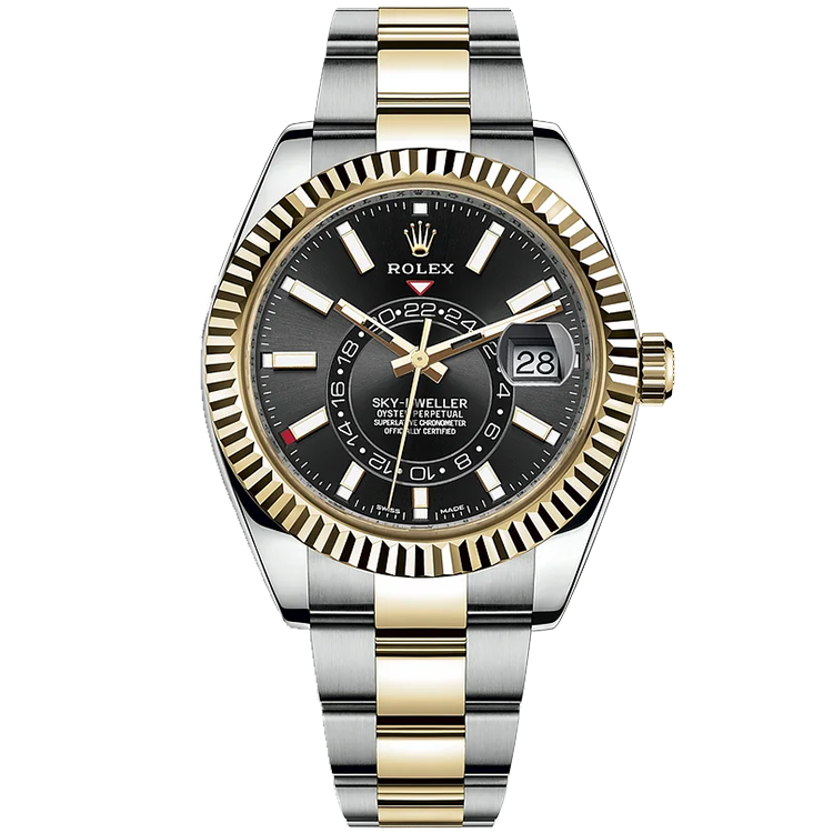 Rolex Sky-Dweller ref. 336933 black dial yellow gold case two-tone bracelet 42mm