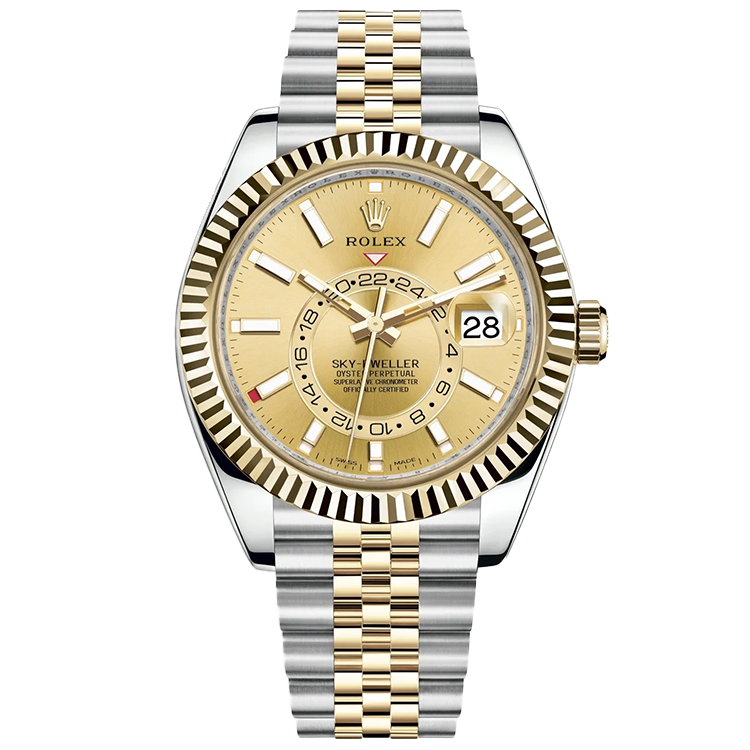 Rolex Sky-Dweller ref. 326933 champagne dial yellow gold case two-tone bracelet 42mm