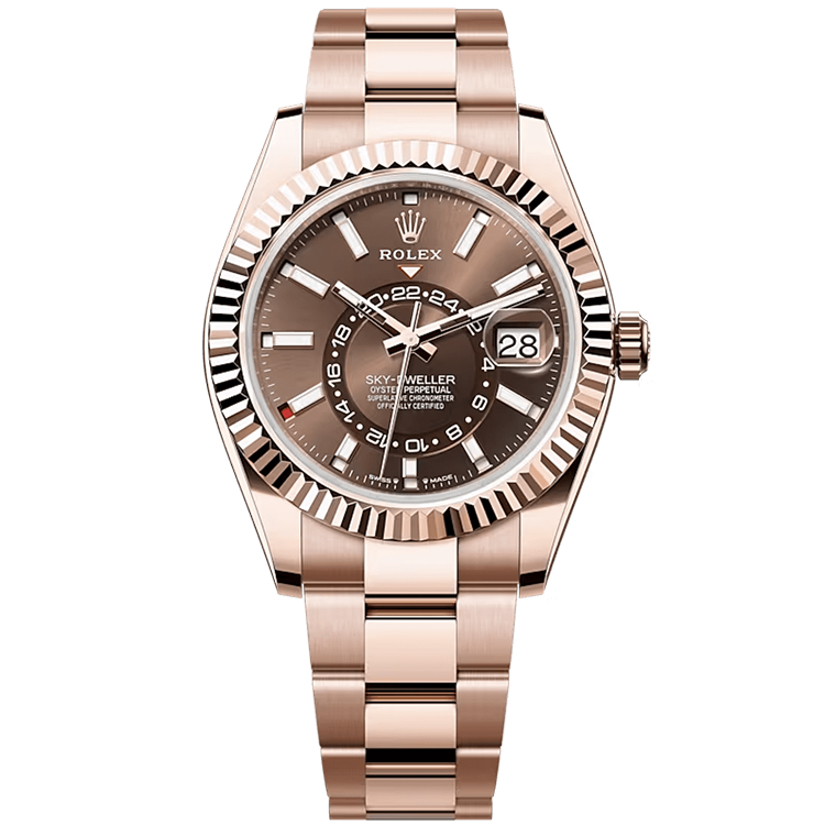 Rolex Sky-Dweller ref. 326935 chocolate dial rose gold case rose gold bracelet 42mm