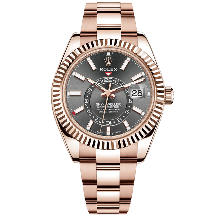 Rolex Sky-Dweller ref. 326935 grey dial rose gold case rose gold bracelet 42mm