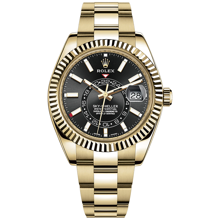 Rolex Sky-Dweller ref. 326938 black dial yellow gold case yellow gold bracelet 42mm