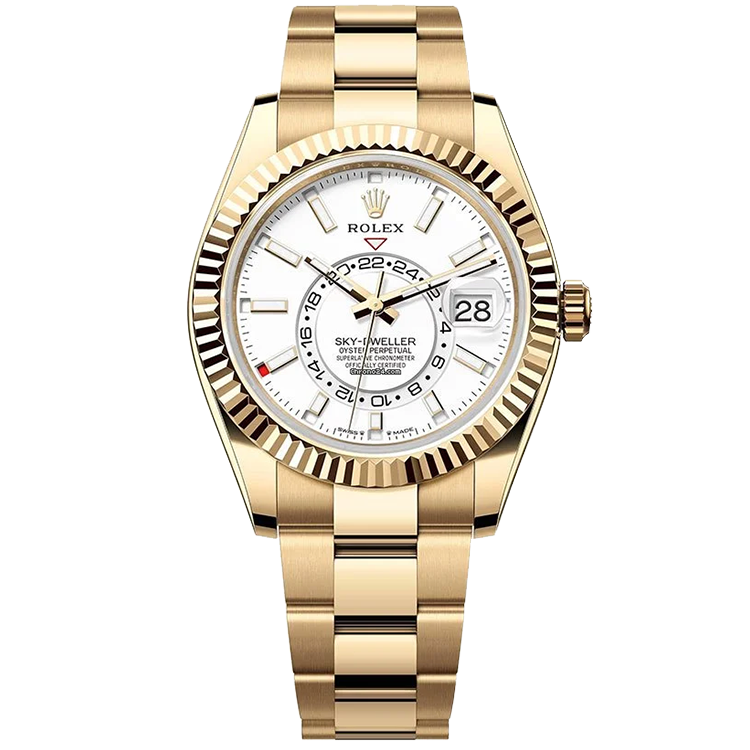 Rolex Sky-Dweller ref. 326938 white dial yellow gold case yellow gold bracelet 42mm
