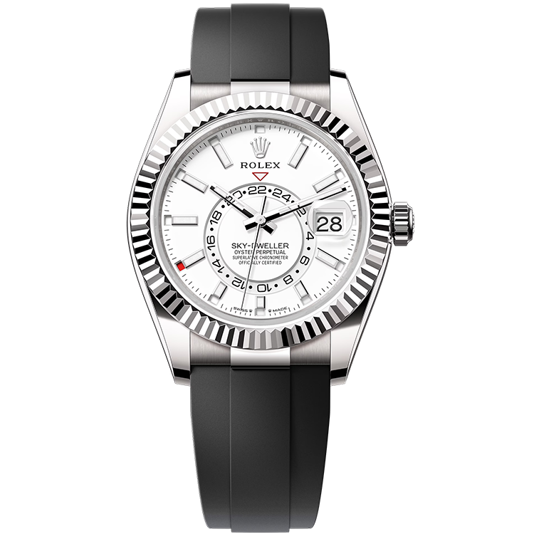 Rolex Sky-Dweller ref. 336239 white dial white gold case rubber bracelet 42mm