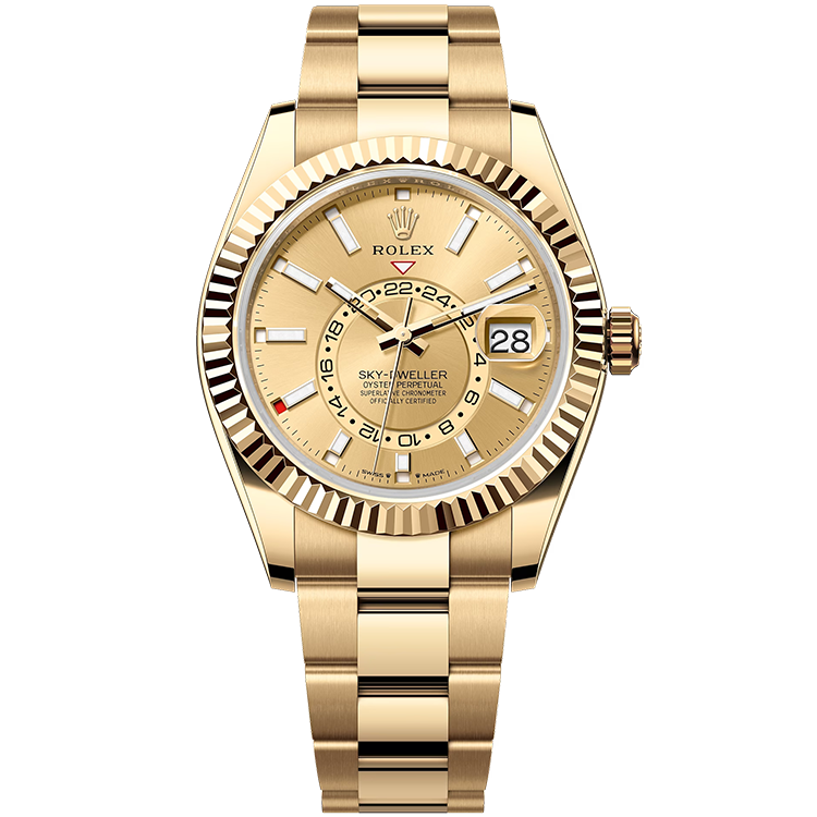Rolex Sky-Dweller ref. 326938 champagne dial yellow gold case yellow gold bracelet 42mm