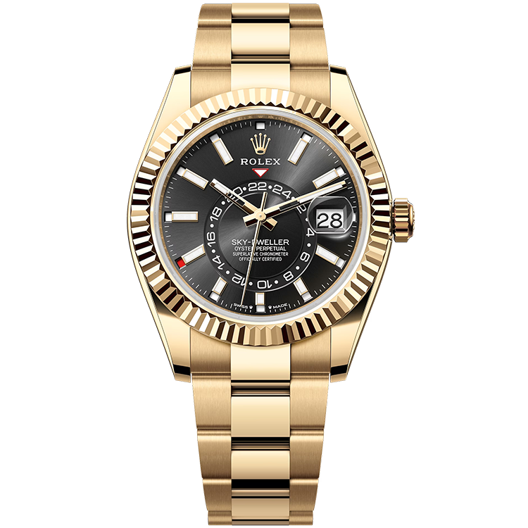 Rolex Sky-Dweller ref. 336938 black dial yellow gold case yellow gold bracelet 42mm