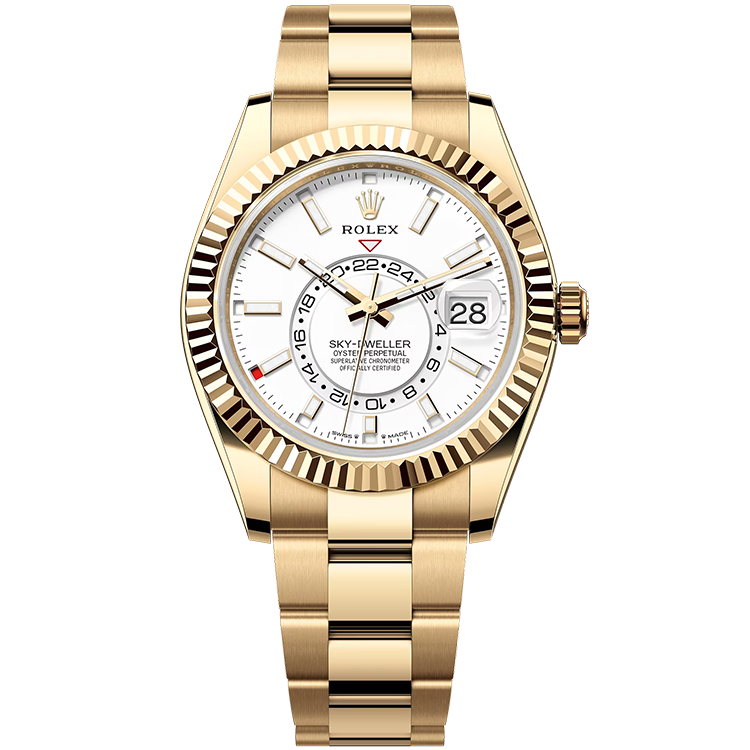 Rolex Sky-Dweller ref. 336938 white dial yellow gold case yellow gold bracelet 42mm