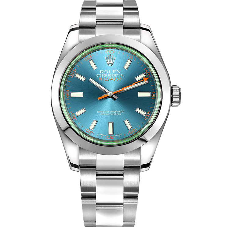 Rolex Milgauss ref. 116400GV blue dial steel case steel bracelet 40mm