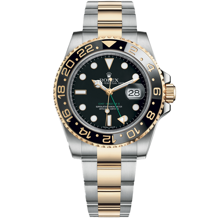 Rolex GMT-Master II ref. 116713LN black dial steel case two-tone bracelet 40mm
