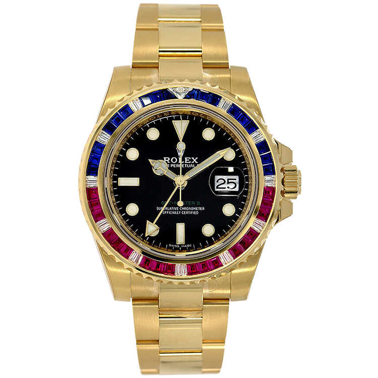 Rolex GMT-Master II ref. 116748SARU black dial yellow gold case yellow gold bracelet 40mm