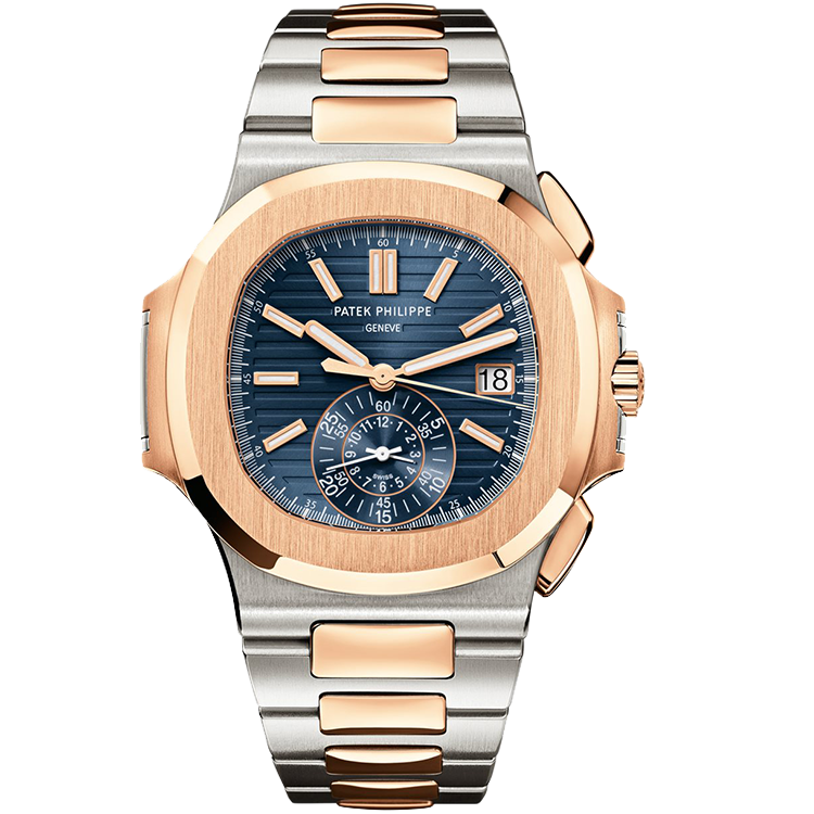 Patek Philippe Nautilus 5980/1AR blue dial rose gold case two-tone bracelet 40.5mm