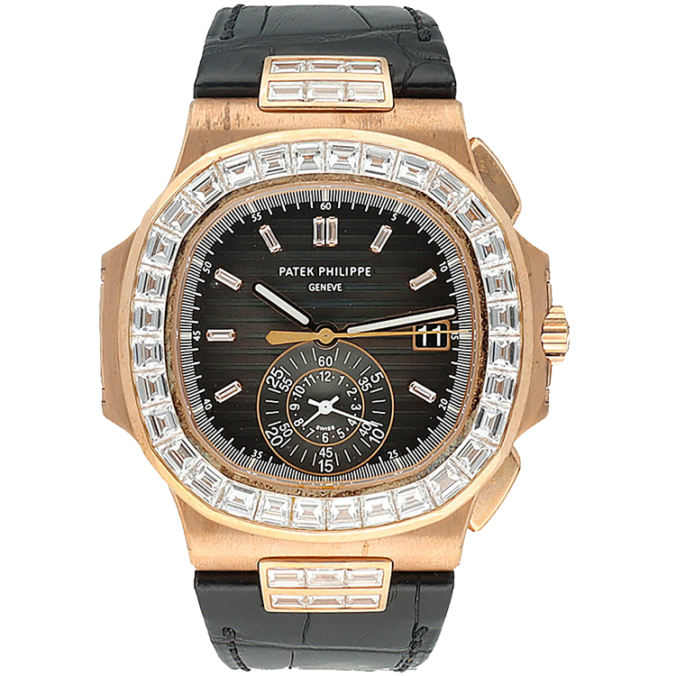 Patek Philippe Nautilus 5980/10R chocolate dial rose gold case leather bracelet 40.5mm