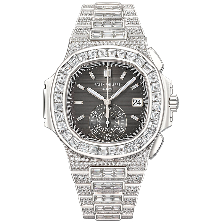 Patek Philippe Nautilus 5980/1400G black dial white gold case diamond bracelet 40.5mm