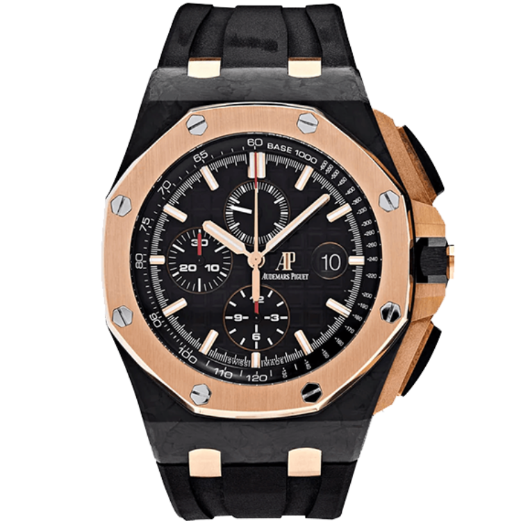 Audemars Piguet Offshore, 26406FR, Black dial, Carbon case, Rubber bracelet, 44mm