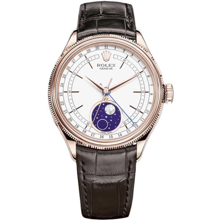 Rolex Cellini ref. 50535 white dial rose gold case leather bracelet 39mm