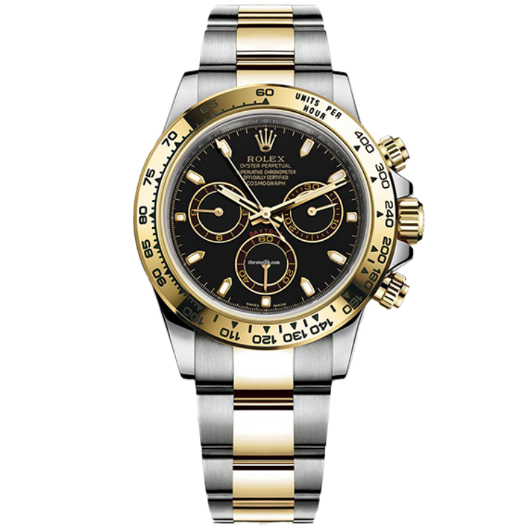 Rolex Daytona ref. 116503 black dial yellow gold case two-tone bracelet 40mm