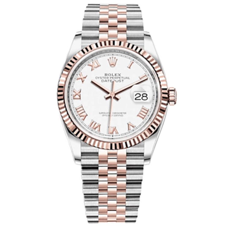 Rolex Datejust ref. 126231 white dial steel case two-tone bracelet 36mm