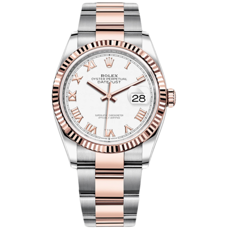 Rolex Datejust ref. 126231 white dial steel case two-tone bracelet 36mm