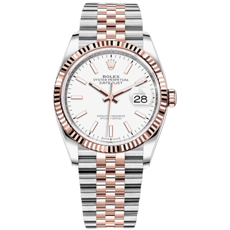 Rolex Datejust ref. 126231 white dial steel case two-tone bracelet 36mm