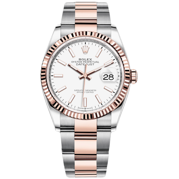 Rolex Datejust ref. 126231 white dial steel case two-tone bracelet 36mm