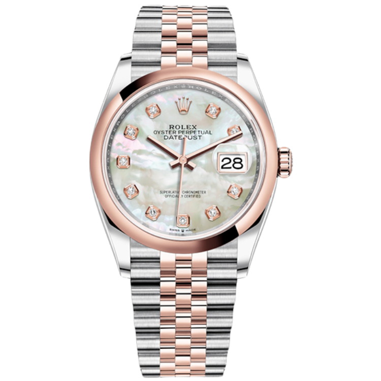 Rolex Datejust ref. 126301 mother of pearl dial steel case two-tone bracelet 41mm