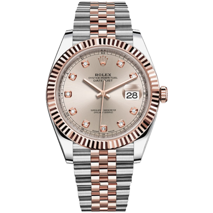 Rolex Datejust ref. 126331 rose gold dial rose gold case two-tone bracelet 41mm