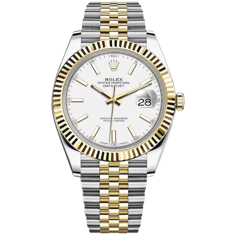 Rolex Datejust ref. 126333 white dial steel case two-tone bracelet 41mm