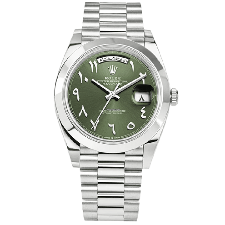 Rolex Day-Date ref. 228206 green dial platinum case platinum bracelet 40mm