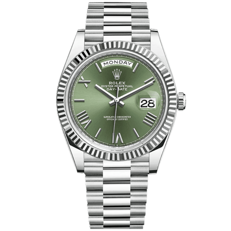Rolex Day-Date ref. 228236 green dial platinum case platinum bracelet 40mm