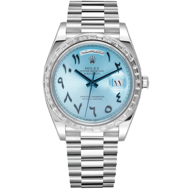 Rolex Day-Date ref. 228396TBR blue dial platinum case platinum bracelet 40mm
