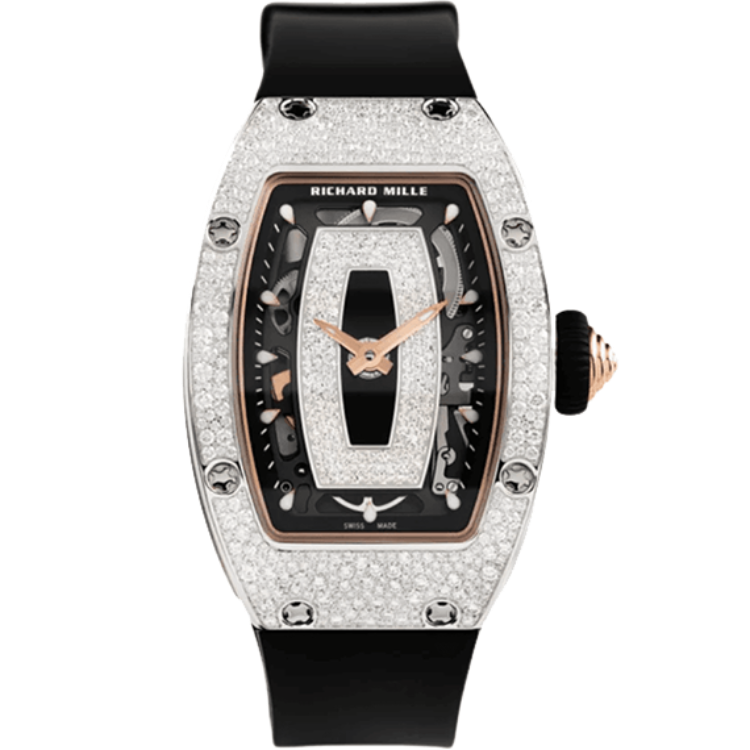 Richard Mille RM 07-01 Diamond Pave skeleton dial white gold case 46mm