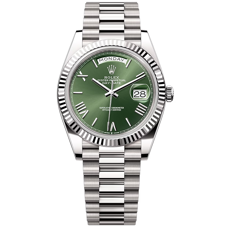 Rolex Day-Date ref. 228239 green dial white gold case white gold bracelet 40mm
