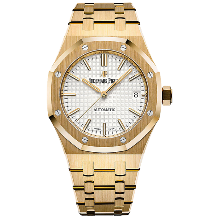 Audemars Piguet Royal Oak, 15450BA, White dial, Yellow Gold case, Yellow Gold bracelet, 37mm