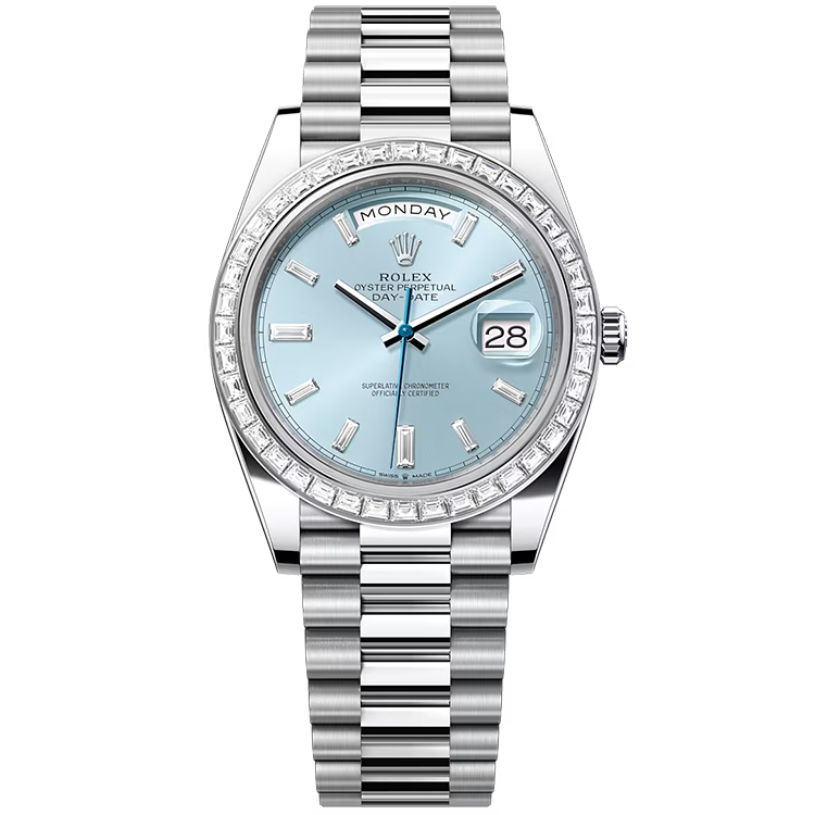Rolex Day-Date ref. 228396TBR blue dial platinum case platinum bracelet 40mm