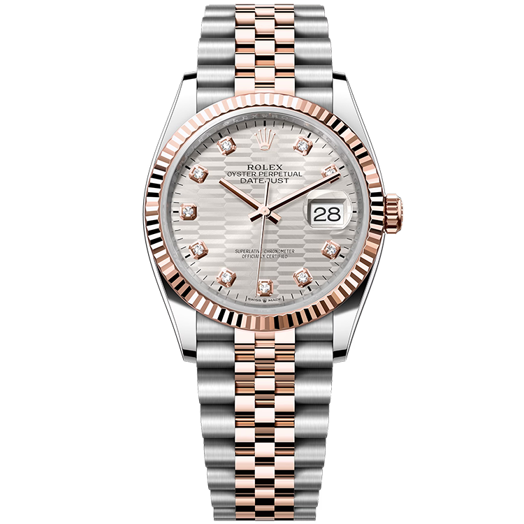 Rolex Datejust ref. 126231 rose gold dial steel case two-tone bracelet 36mm
