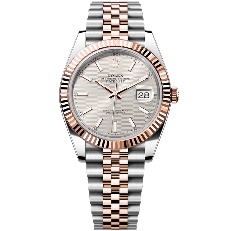 Rolex Datejust ref. 126331 rose gold dial steel case two-tone bracelet 41mm