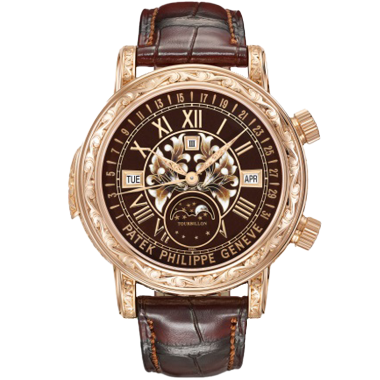 Patek Philippe Grand Complications 6002R chocolate dial rose gold case leather bracelet 44mm