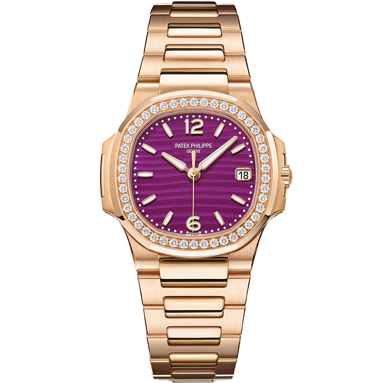 Patek Philippe Lady Nautilus 7010/1R purple dial rose gold case rose gold bracelet 32mm