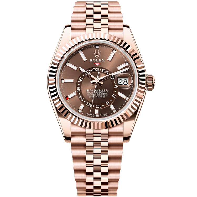 Rolex Sky-Dweller ref. 336935 chocolate dial rose gold case rose gold bracelet 42mm