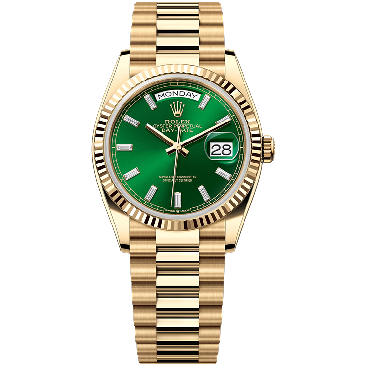 Rolex Day-Date ref. 128238 green dial yellow gold case yellow gold bracelet 36mm
