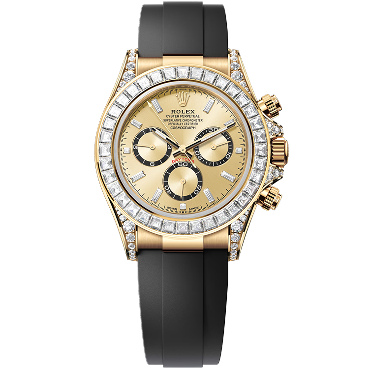 Rolex Daytona ref. 126535TBR champagne dial yellow gold case rubber bracelet 40mm