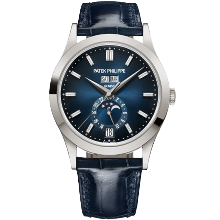 Patek Philippe Complications 5396G blue diamond dial white gold case leather bracelet 38.5mm