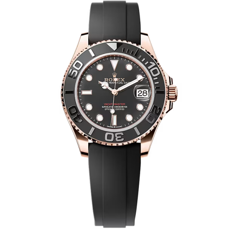 Rolex Yacht-Master ref. 268655 black dial rose gold case rubber bracelet 37mm